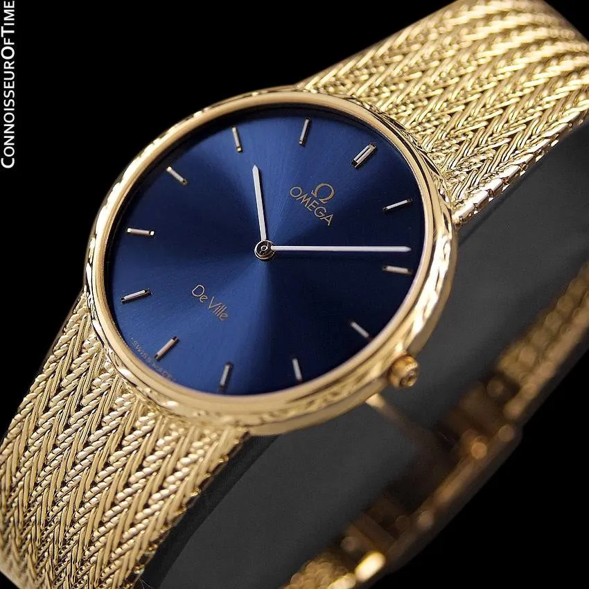 1985 Omega De Ville Vintage Mens Dress Watch - 18K Gold Plated and Stainless Steel