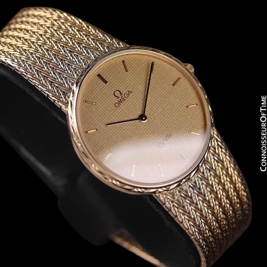 1985 Omega De Ville Vintage Mens Dress Watch - 18K Gold Plated and Stainless Steel