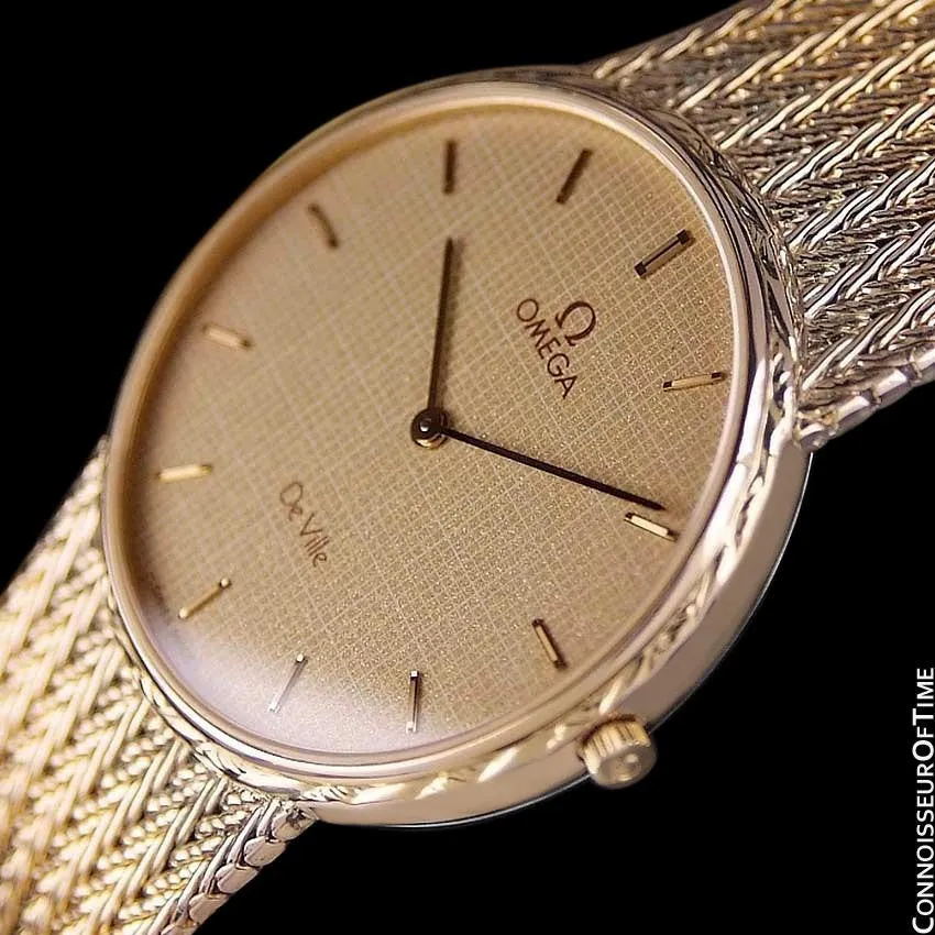 1985 Omega De Ville Vintage Mens Dress Watch - 18K Gold Plated and Stainless Steel