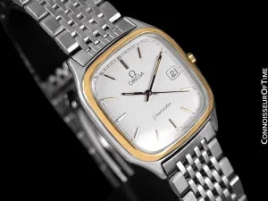 1985 Omega Seamaster Brest Vintage Mens Retro Quartz Watch - Stainless Steel & 18K Gold Plated