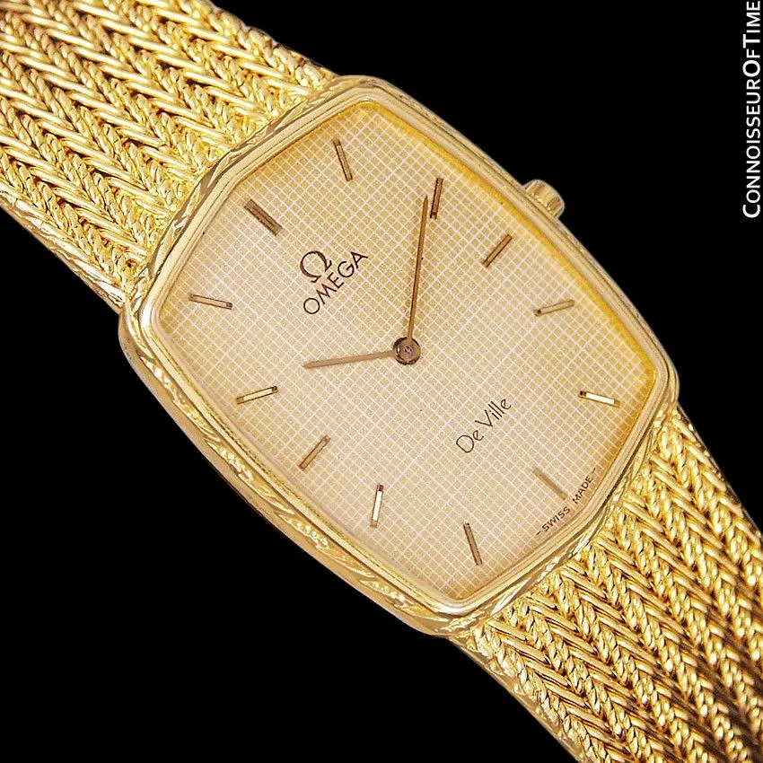 1986 Omega De Ville Vintage Mens Dress Watch - 18K Gold Plated and Stainless Steel