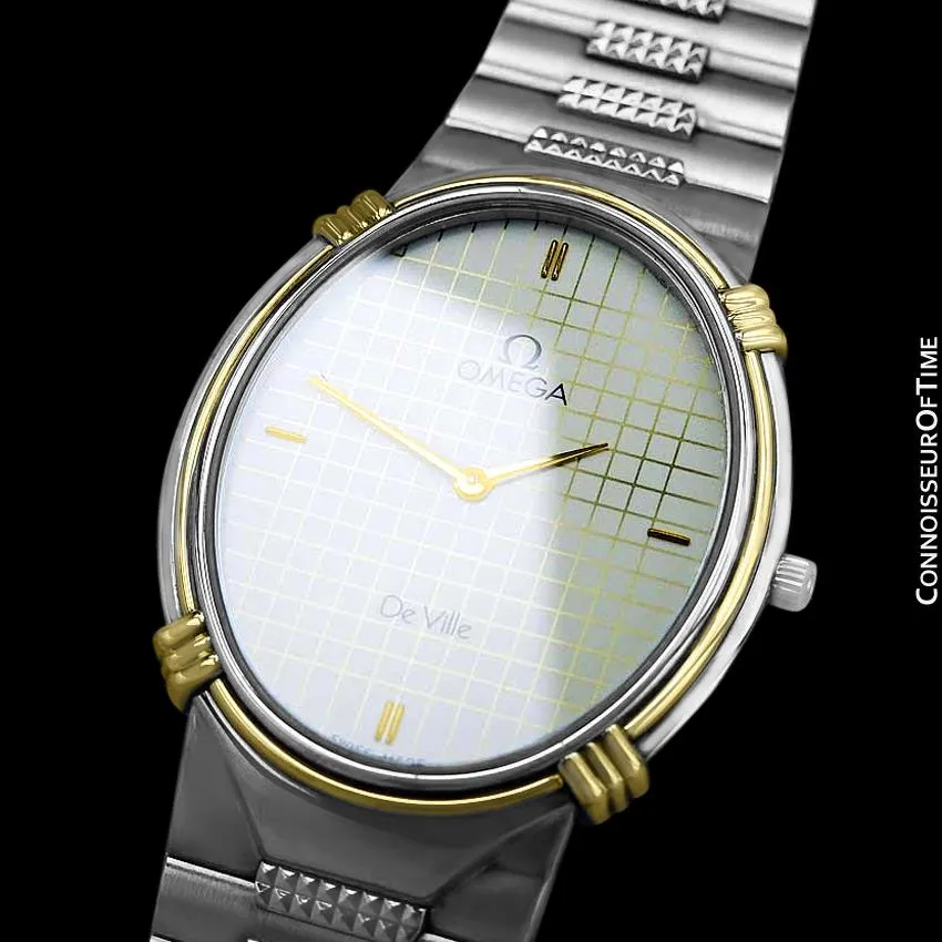 1986 Omega De Ville Vintage Mens Dress Watch - Stainless Steel & 18K Gold