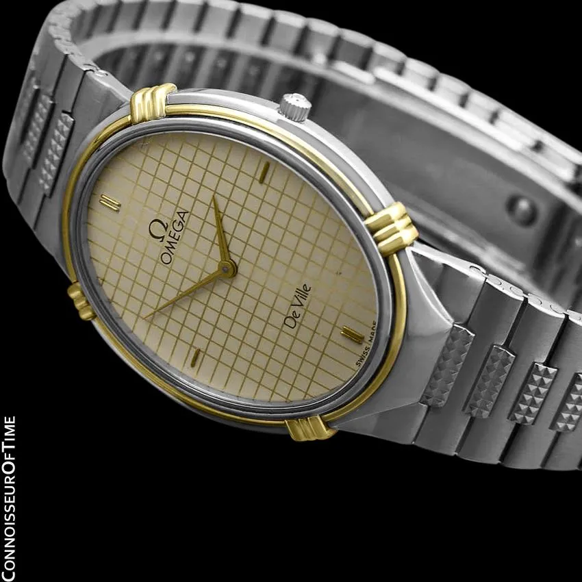 1986 Omega De Ville Vintage Mens Dress Watch - Stainless Steel & 18K Gold