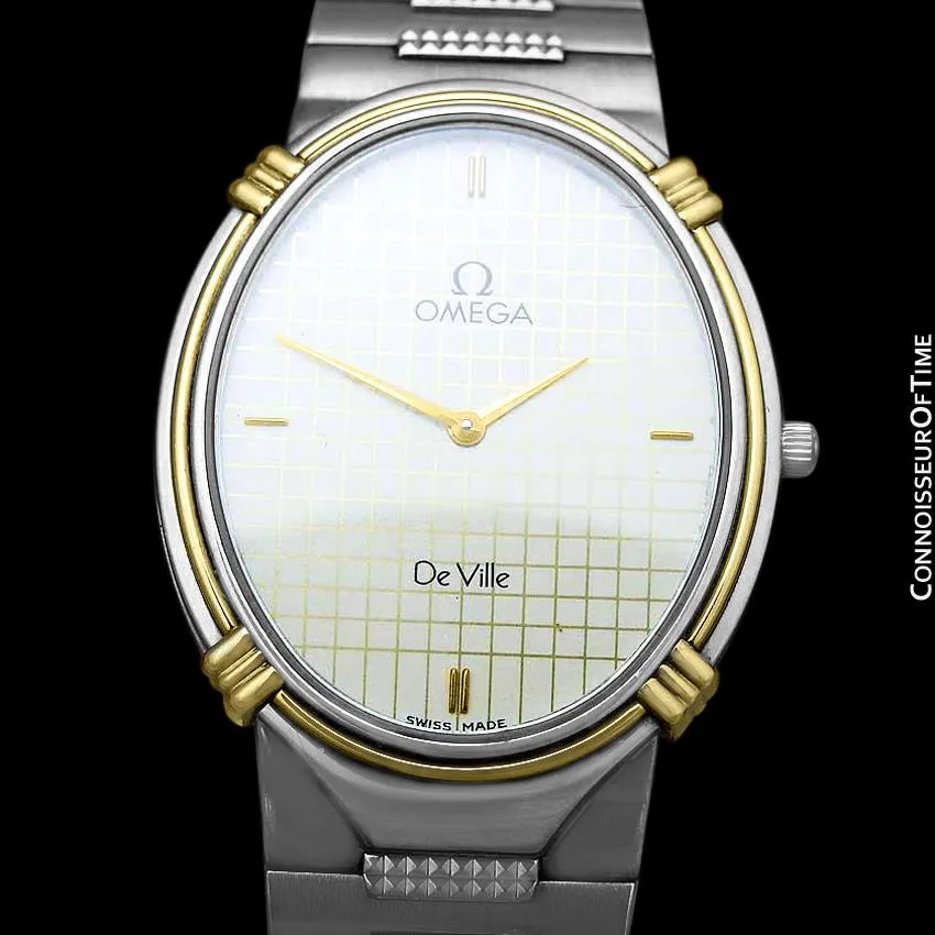 1986 Omega De Ville Vintage Mens Dress Watch - Stainless Steel and 18K Gold