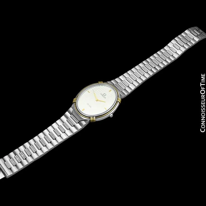 1986 Omega De Ville Vintage Mens Dress Watch - Stainless Steel and 18K Gold