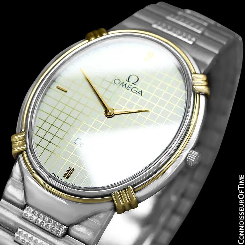 1986 Omega De Ville Vintage Mens Dress Watch - Stainless Steel and 18K Gold