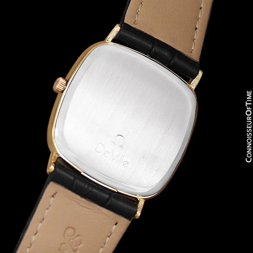 1987 Omega De Ville Vintage Mens Midsize Dress Watch with Quick-Setting Date - 18K Gold Plated and Stainless Steel