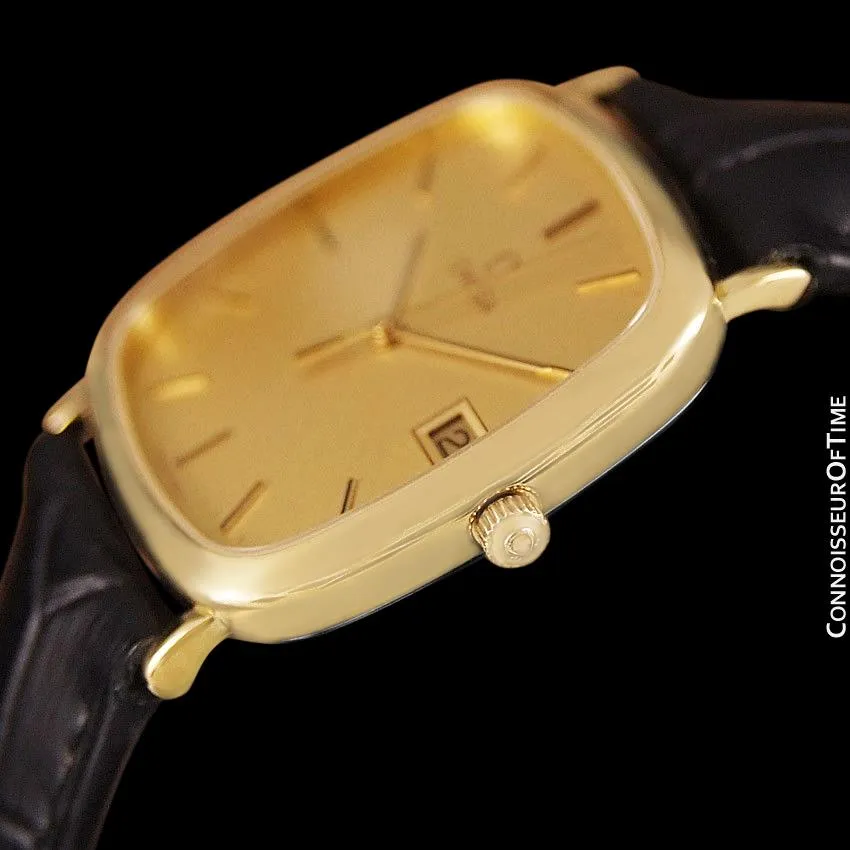 1987 Omega De Ville Vintage Mens Midsize Dress Watch with Quick-Setting Date - 18K Gold Plated and Stainless Steel