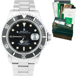 1987 TRIPLE ZERO Rolex Submariner Stainless PATINA 40mm Watch 168000 FULL SET
