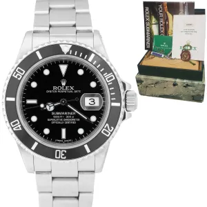1988 TRIPLE ZERO Rolex Submariner Stainless Steel 40mm Watch 168000 FULL SET