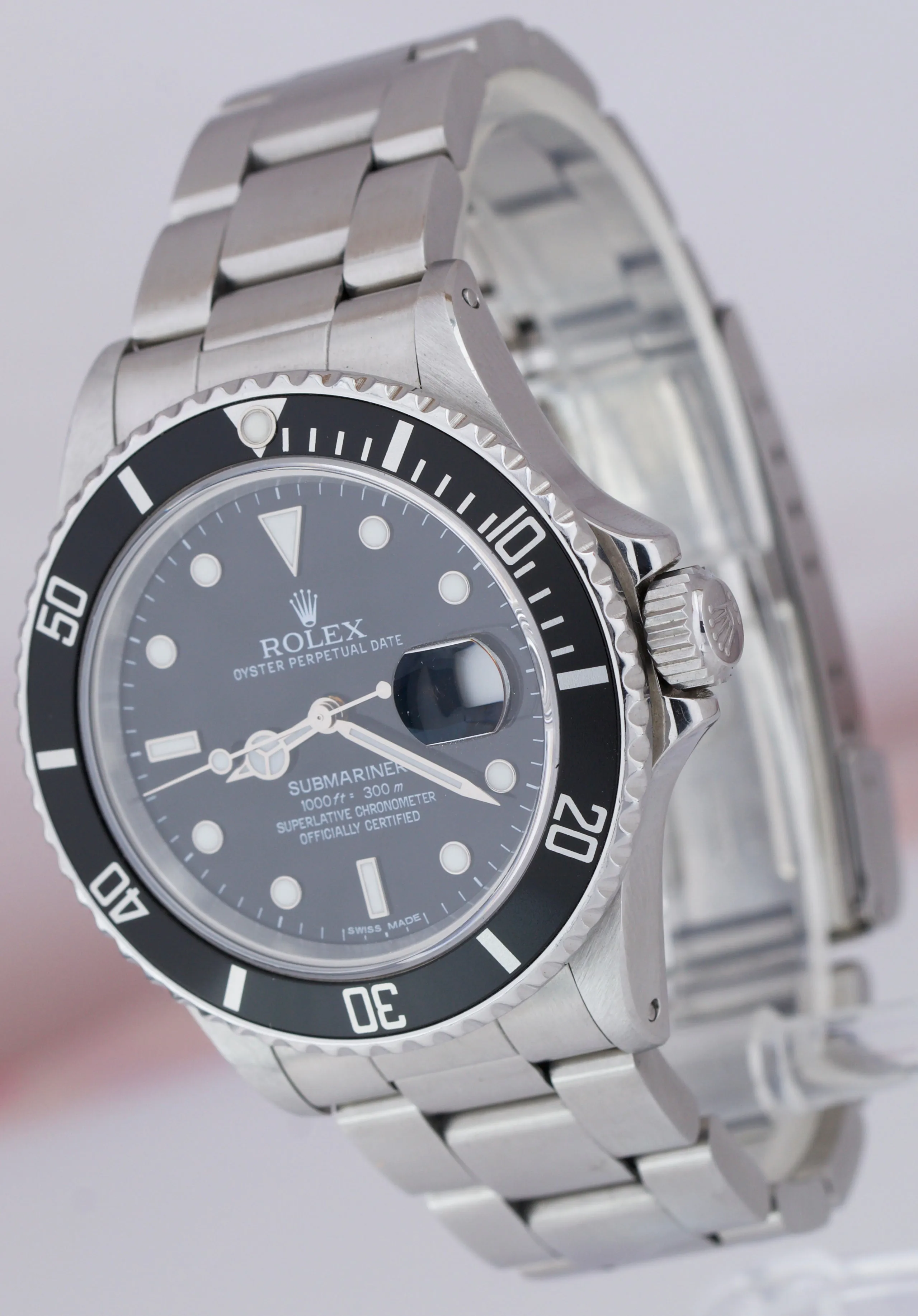 1988 TRIPLE ZERO Rolex Submariner Stainless Steel 40mm Watch 168000 FULL SET