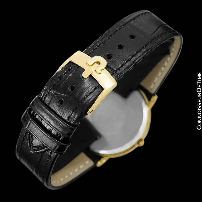 1989 Omega De Ville Mens Vintage Midsize Ultra Thin Cushion Watch - 18K Gold Plated and Stainless Steel