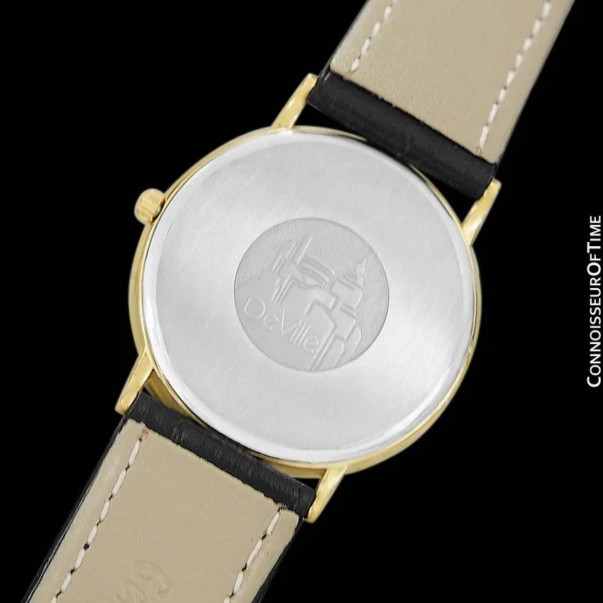 1989 Omega De Ville Mens Vintage Midsize Ultra Thin Cushion Watch - 18K Gold Plated and Stainless Steel