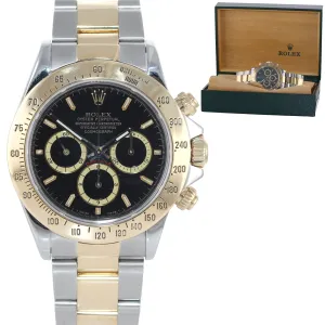 1989 Rolex Daytona 16523 Zenith Black Inverted 6 Gold Steel Two Tone Watch Box