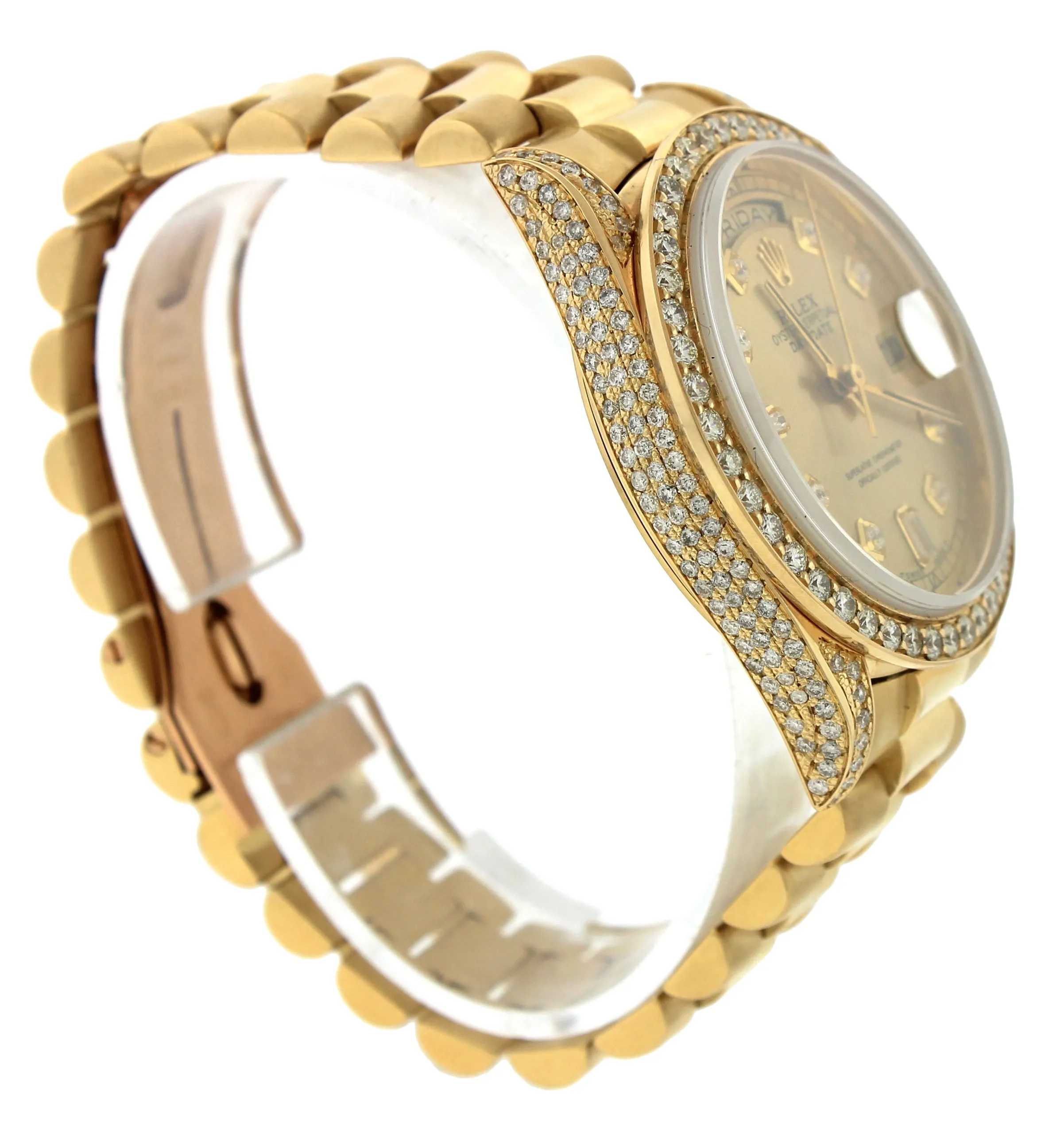 1990 Rolex Day-Date President Double Quickset Diamond 36mm 18238 18K Gold Watch
