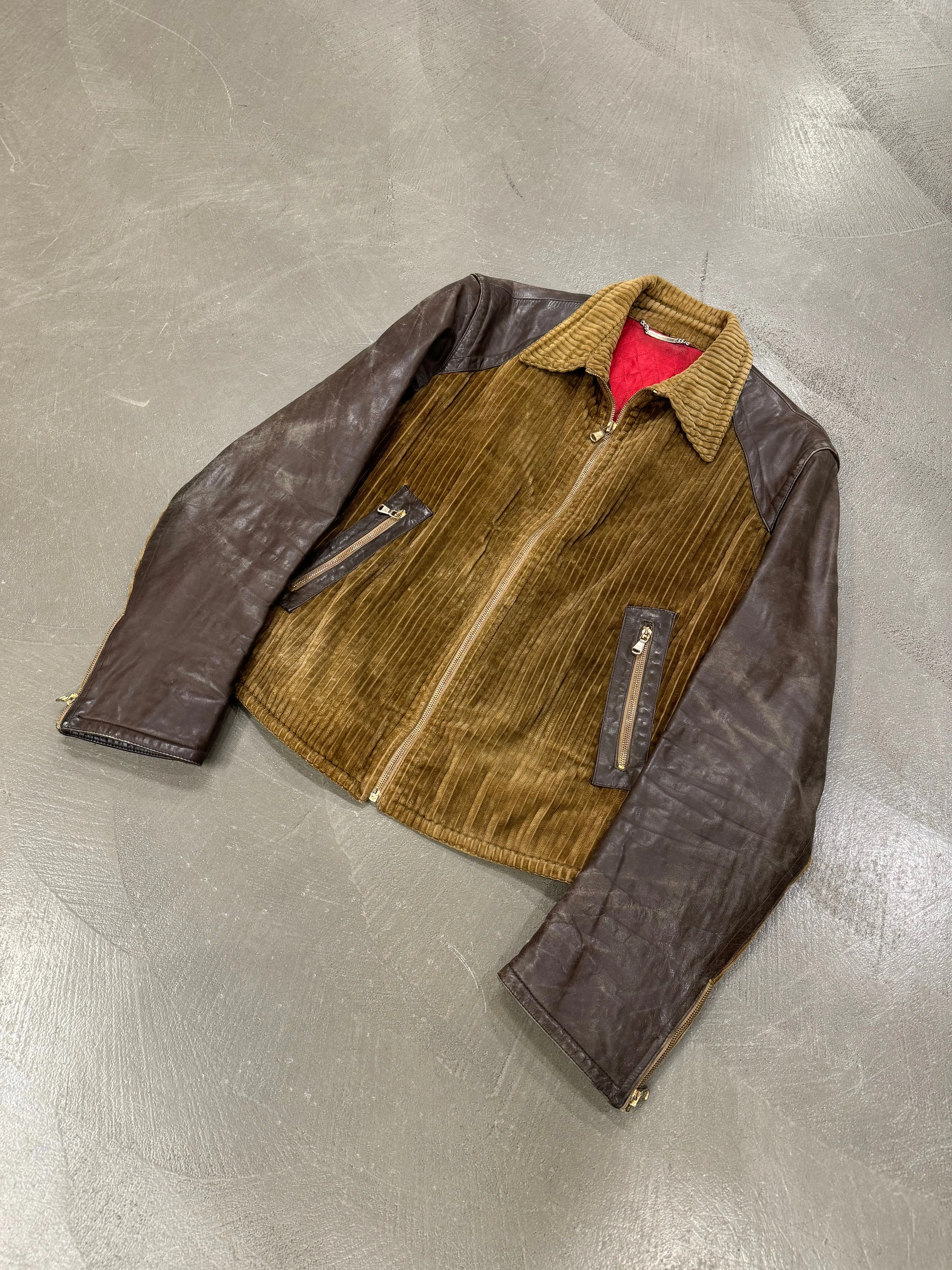 1990s Dolce & Gabbana mainline hybrid corduroy leather jacket