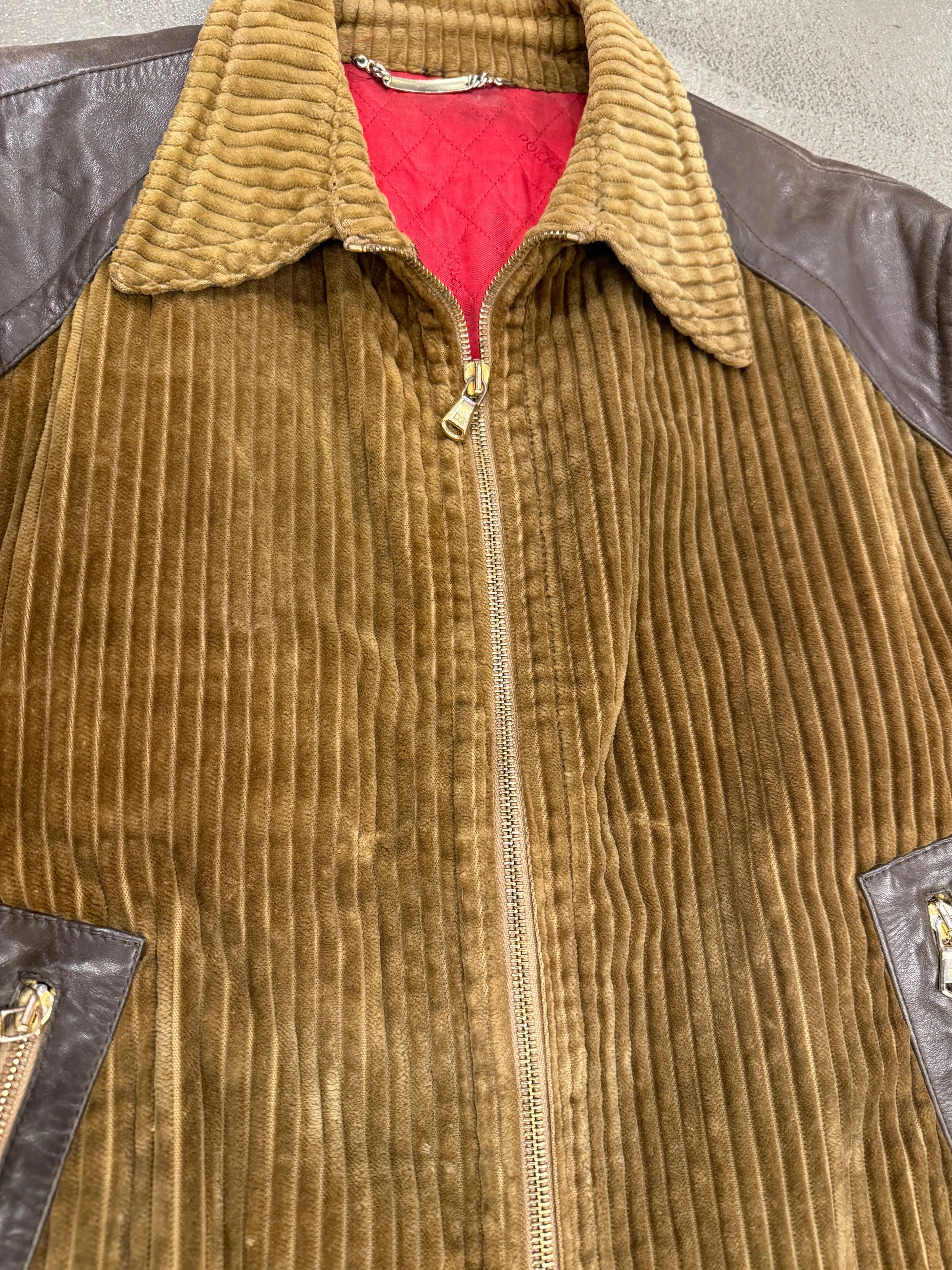 1990s Dolce & Gabbana mainline hybrid corduroy leather jacket