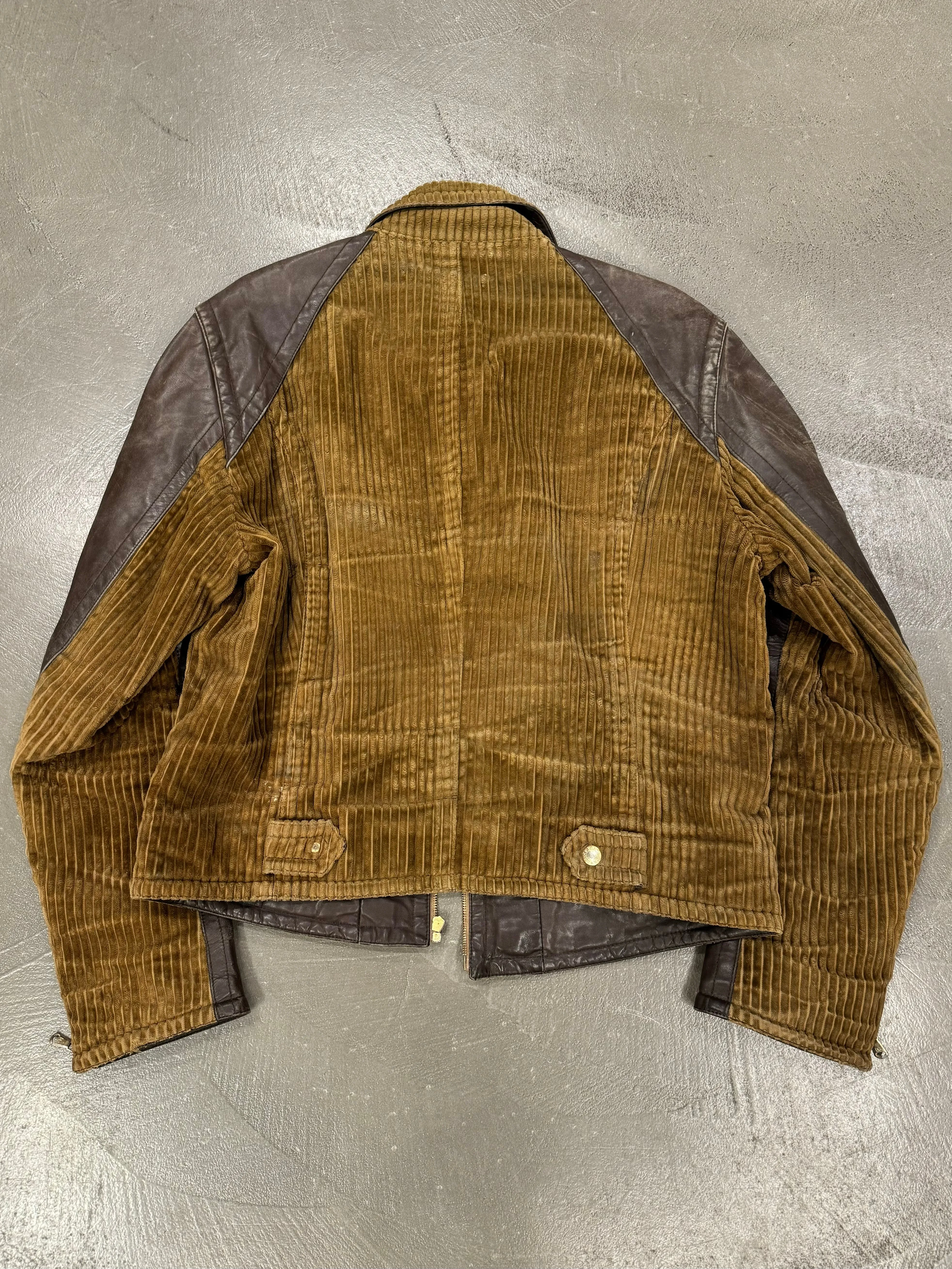 1990s Dolce & Gabbana mainline hybrid corduroy leather jacket
