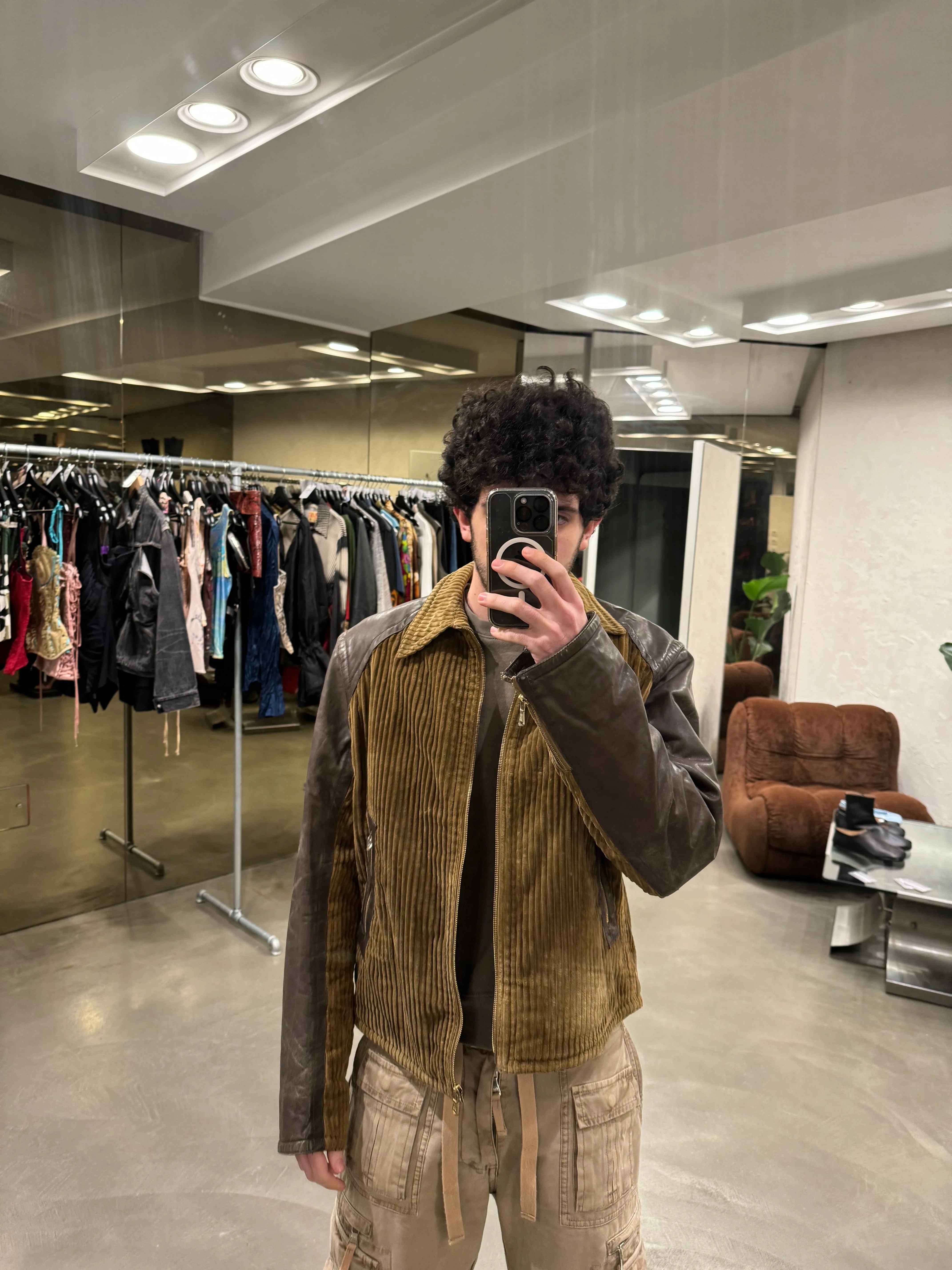 1990s Dolce & Gabbana mainline hybrid corduroy leather jacket
