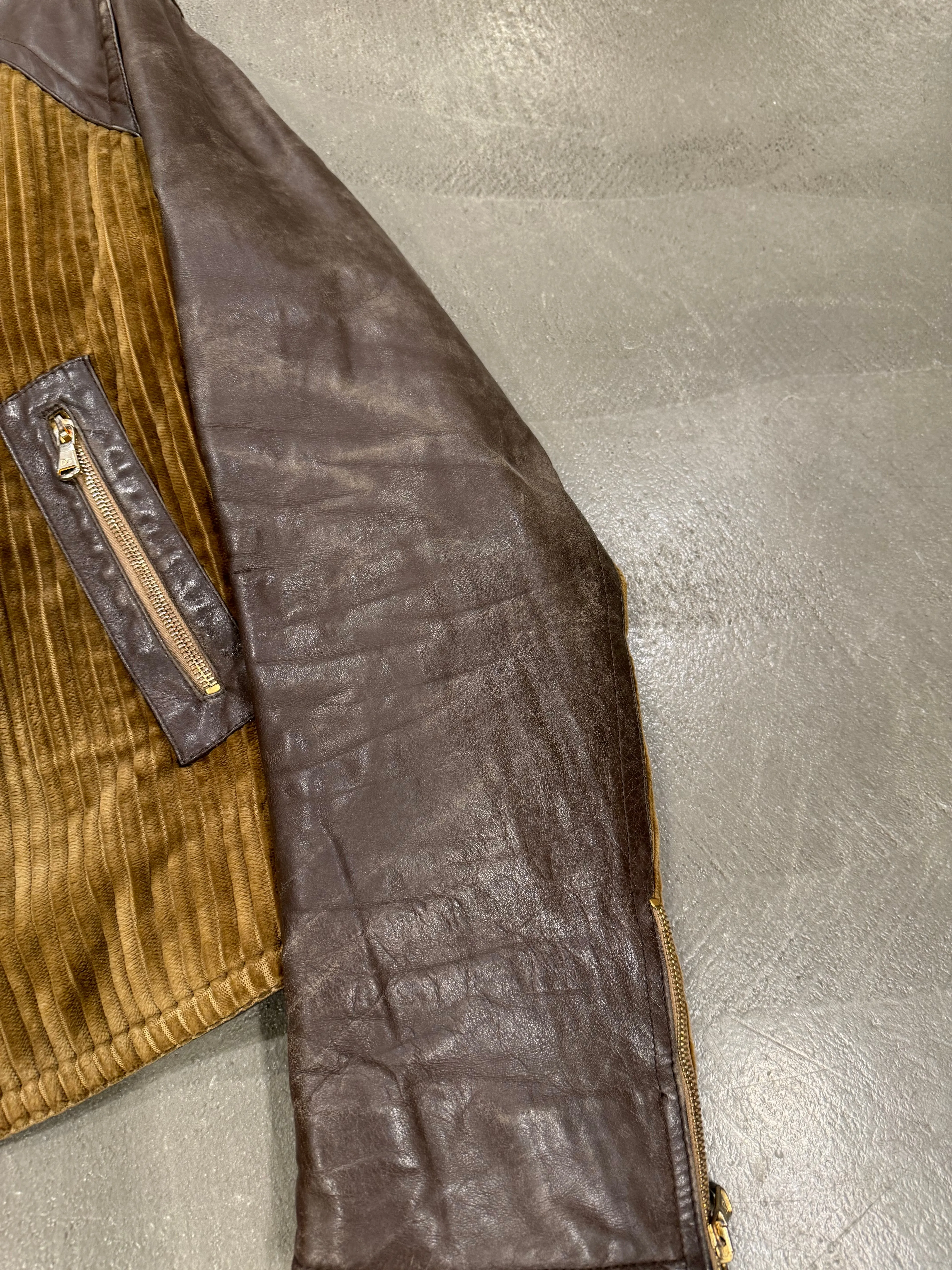 1990s Dolce & Gabbana mainline hybrid corduroy leather jacket