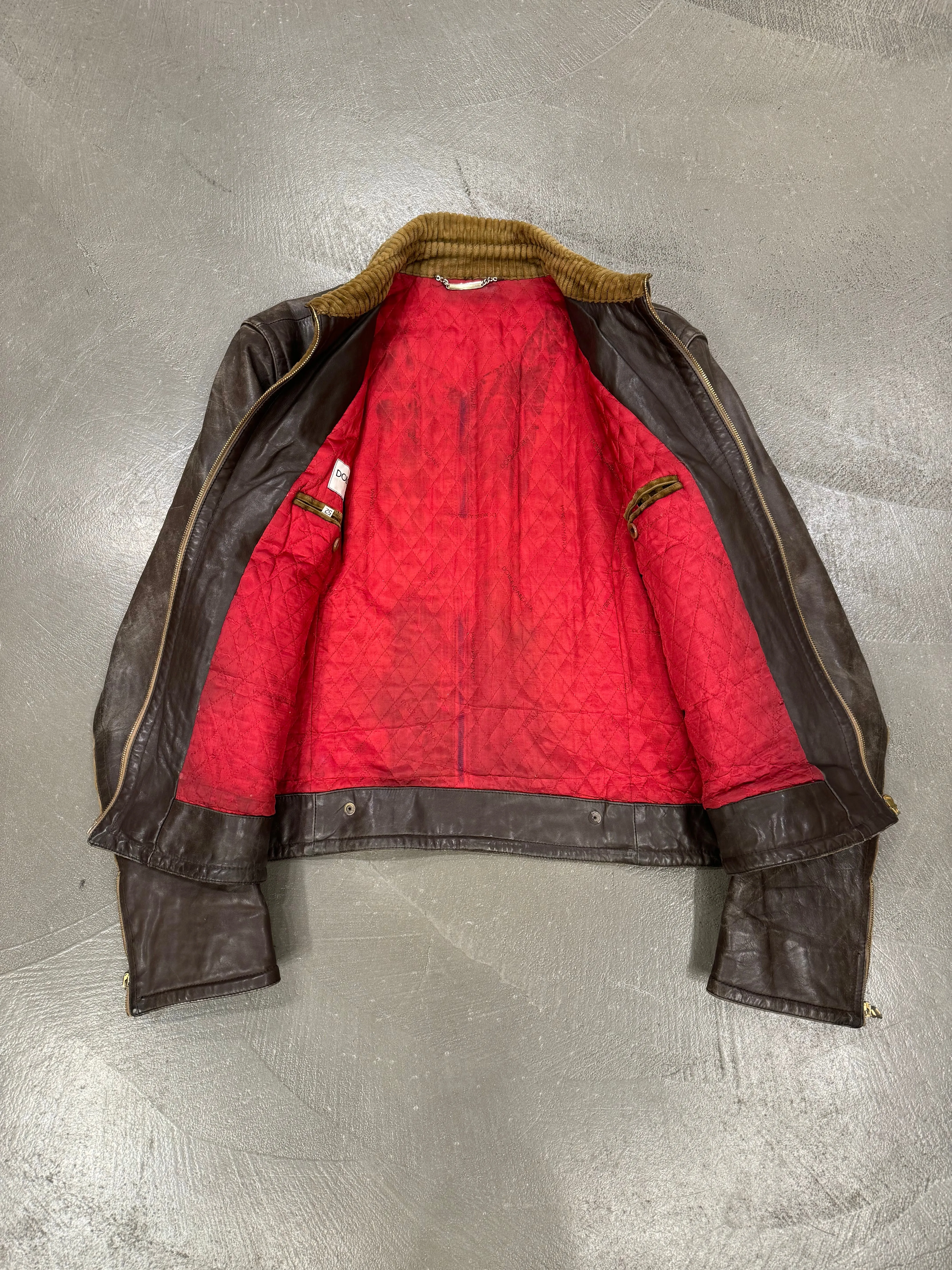 1990s Dolce & Gabbana mainline hybrid corduroy leather jacket