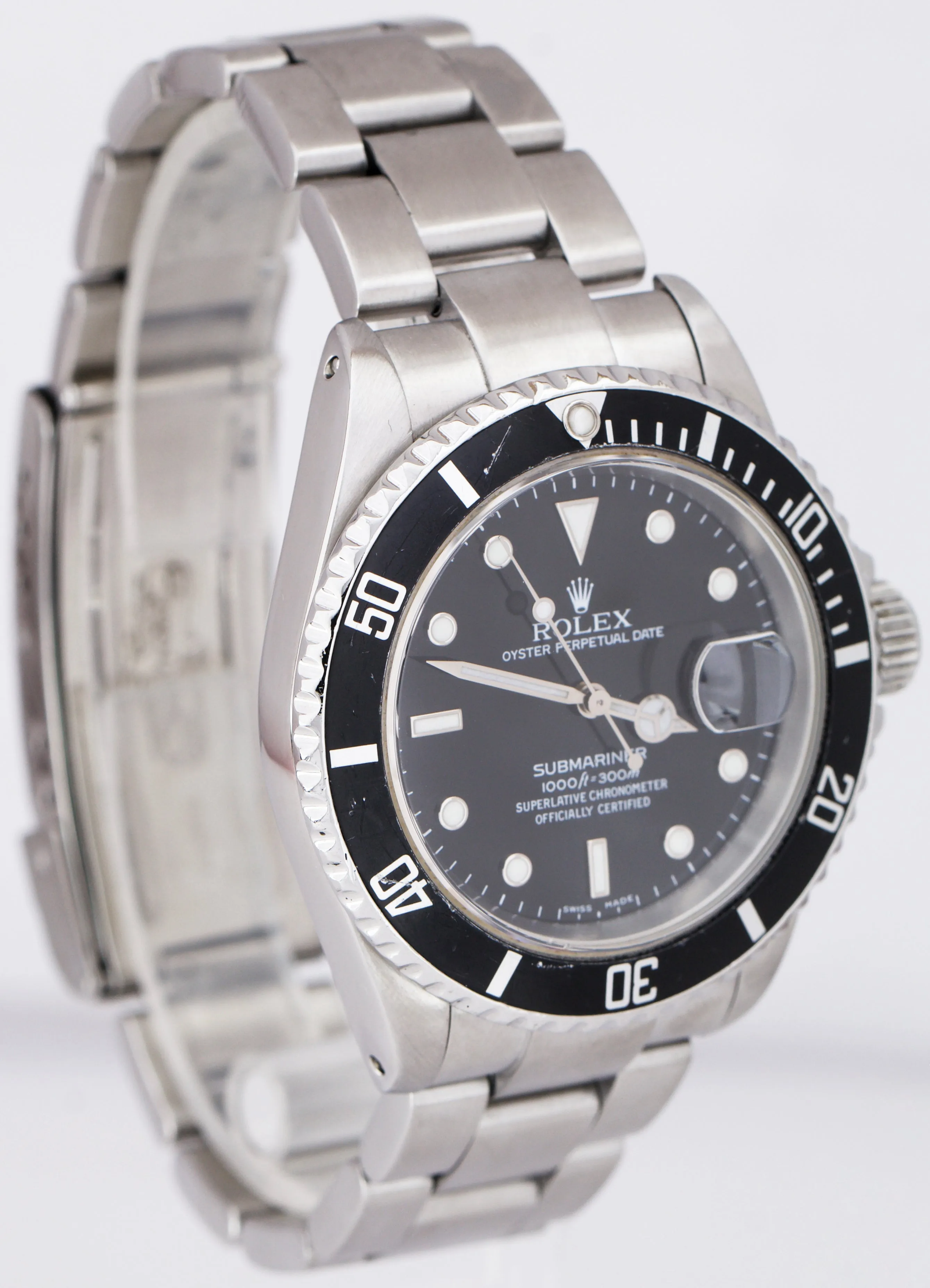 1991 Men's Rolex Submariner Date 40 mm Black Stainless Steel Dive Watch 16610