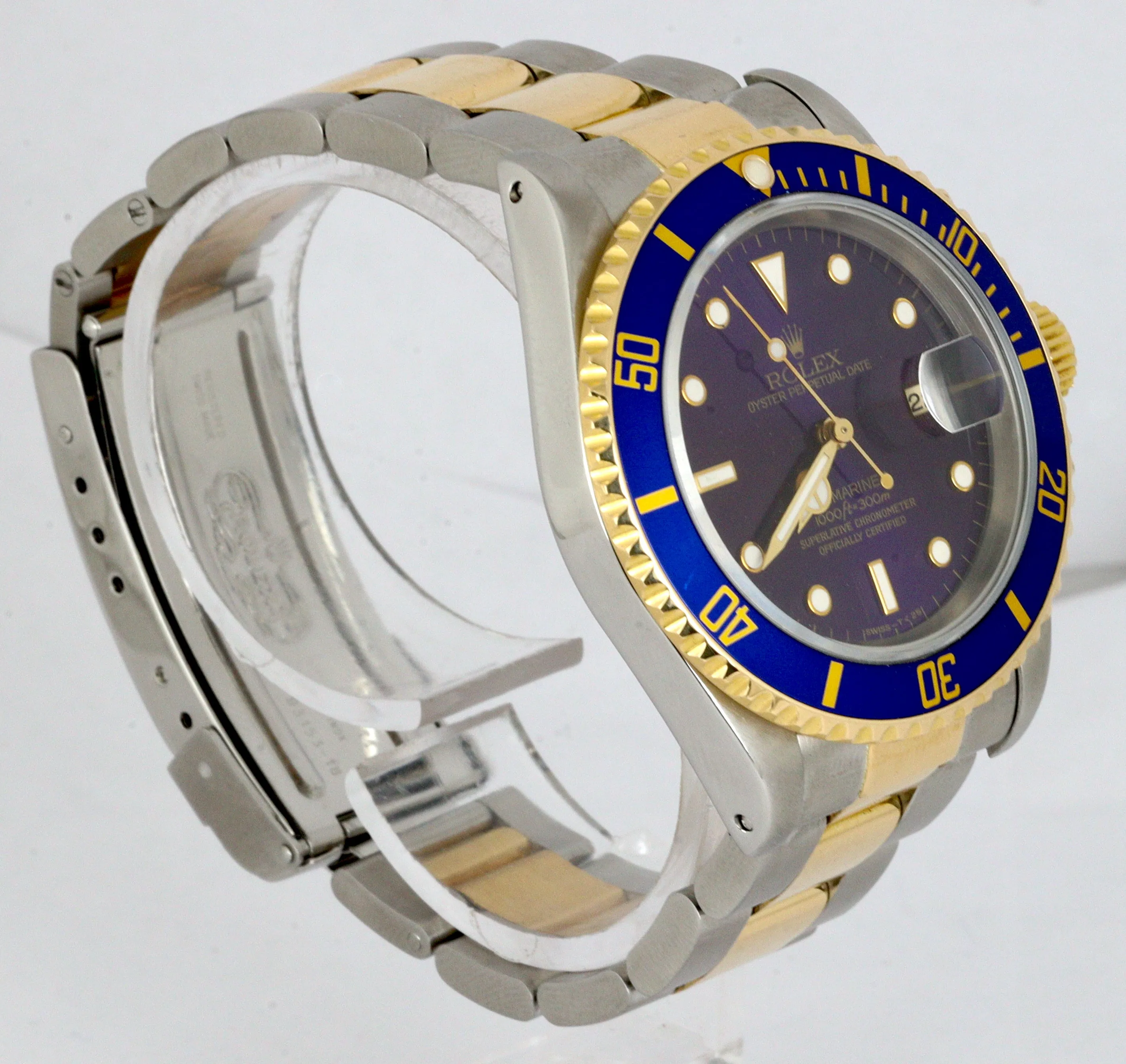 1991 Rolex Submariner Date PURPLE Dial 16613 Two-Tone 18K Gold Blue Steel 40mm