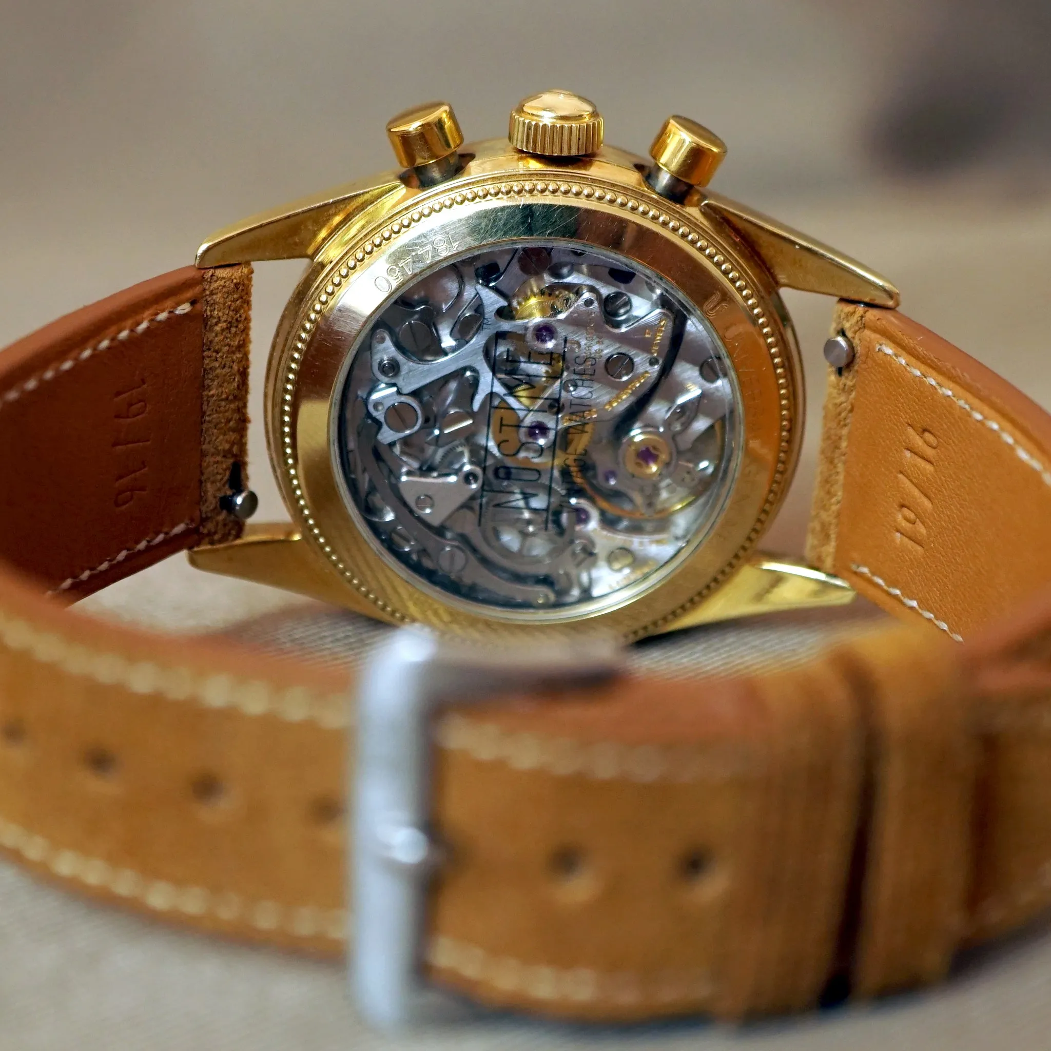 1993 UNIVERSAL GENEVE COMPAX 18K YG 184450 CHRONOGRAPH WATCH