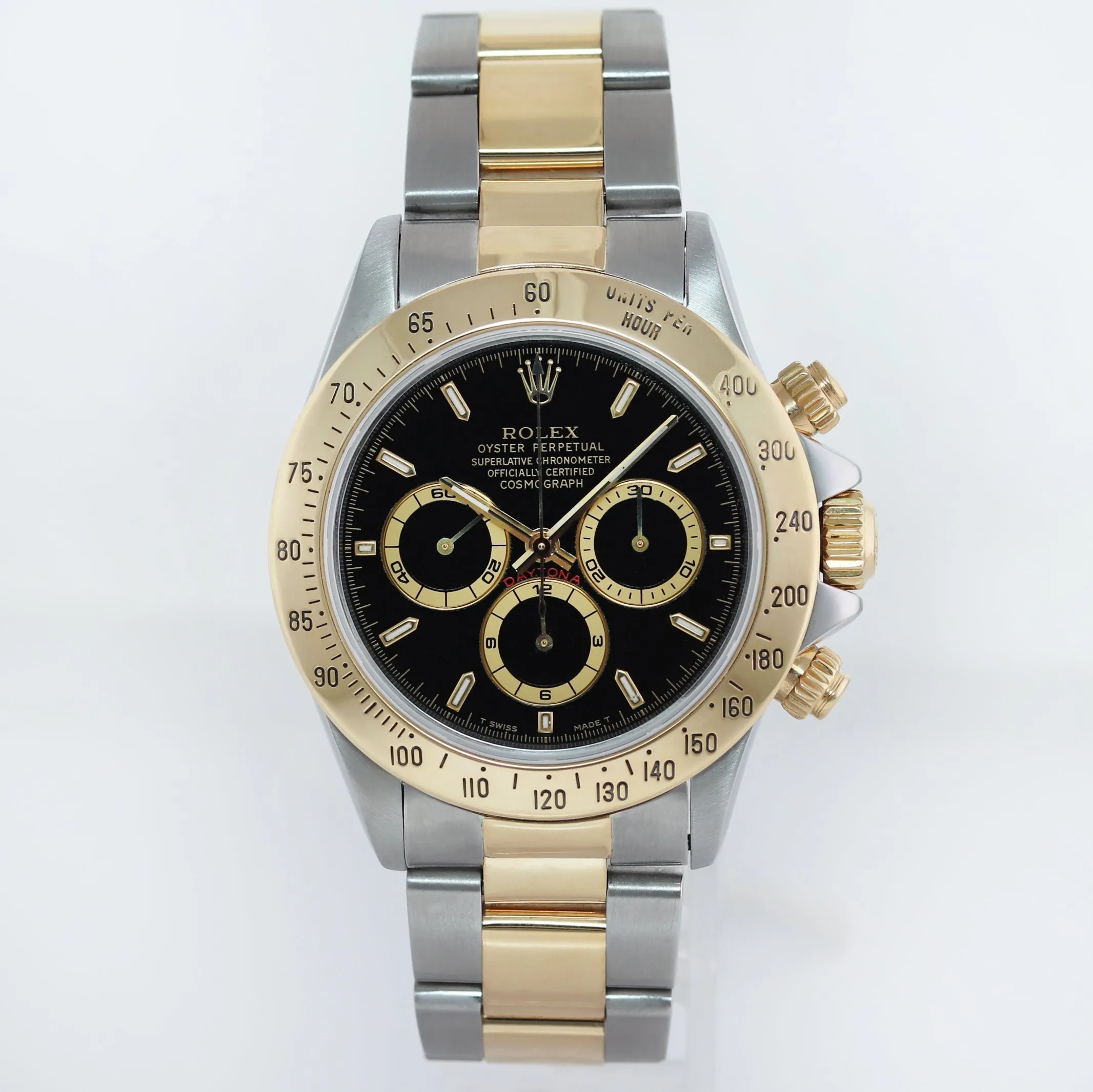1994 MINT Rolex Daytona 16523 Zenith Black Yellow Gold Two Tone Watch Box