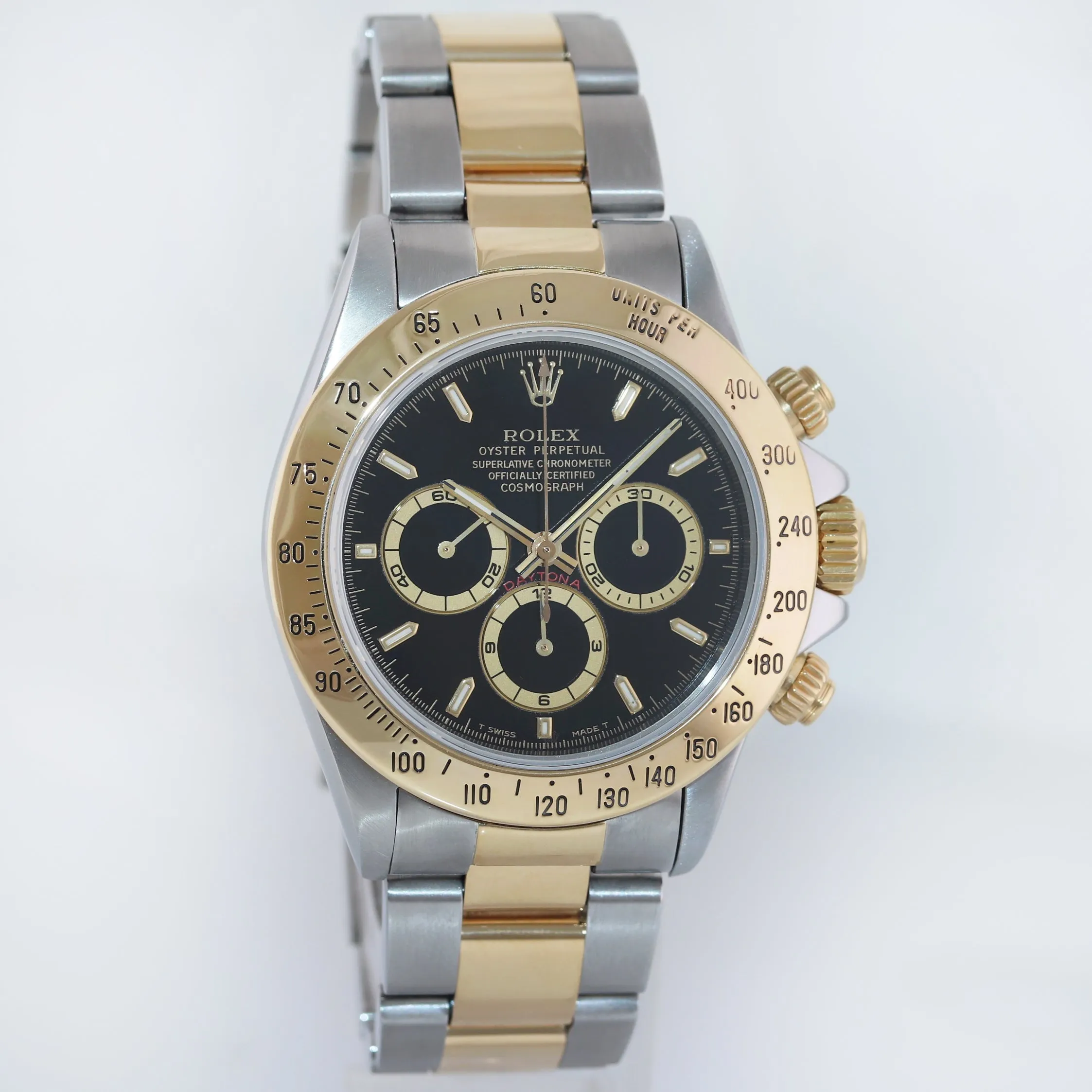 1994 MINT Rolex Daytona 16523 Zenith Black Yellow Gold Two Tone Watch Box