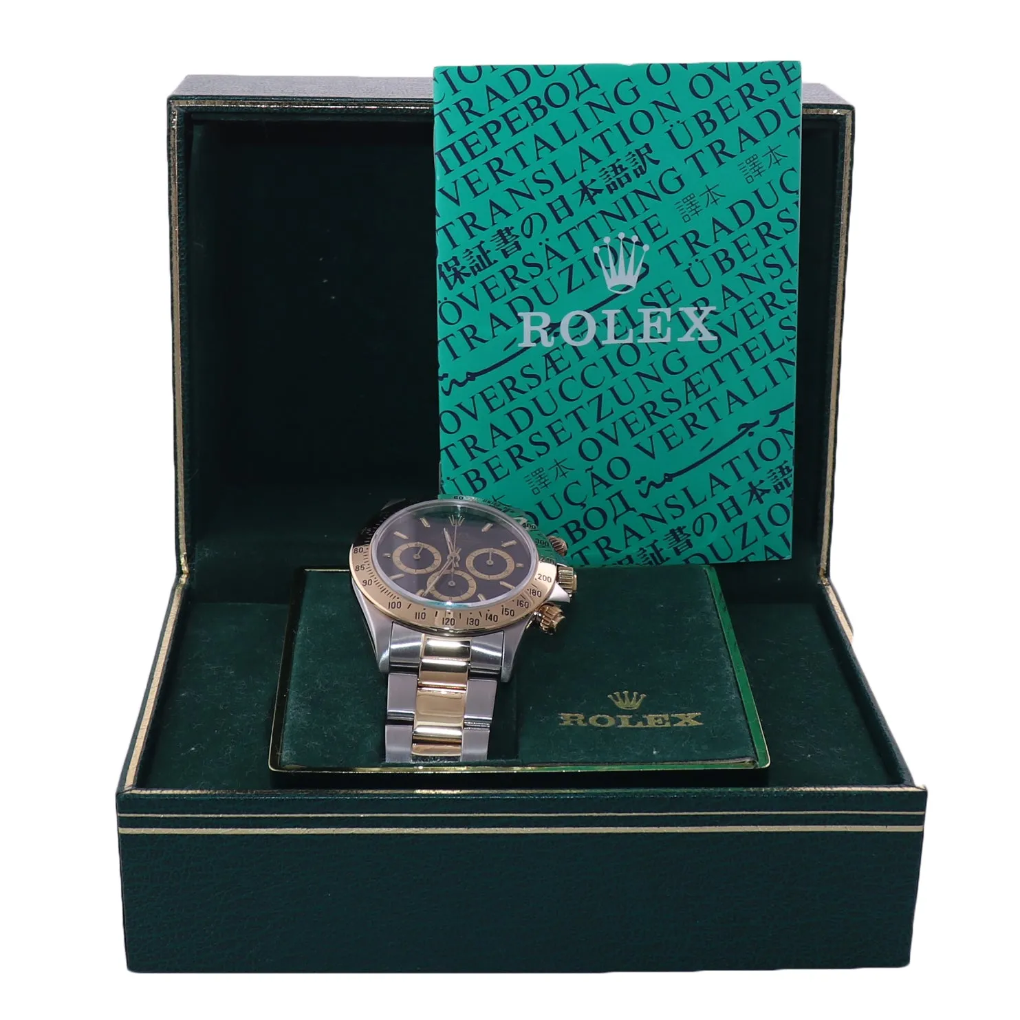 1995 Rolex Daytona 16523 Zenith Black Chrono Two Tone Steel Yellow Gold Watch