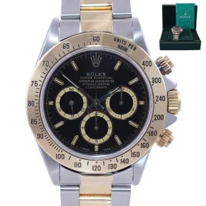 1995 Rolex Daytona 16523 Zenith Black Chrono Two Tone Steel Yellow Gold Watch
