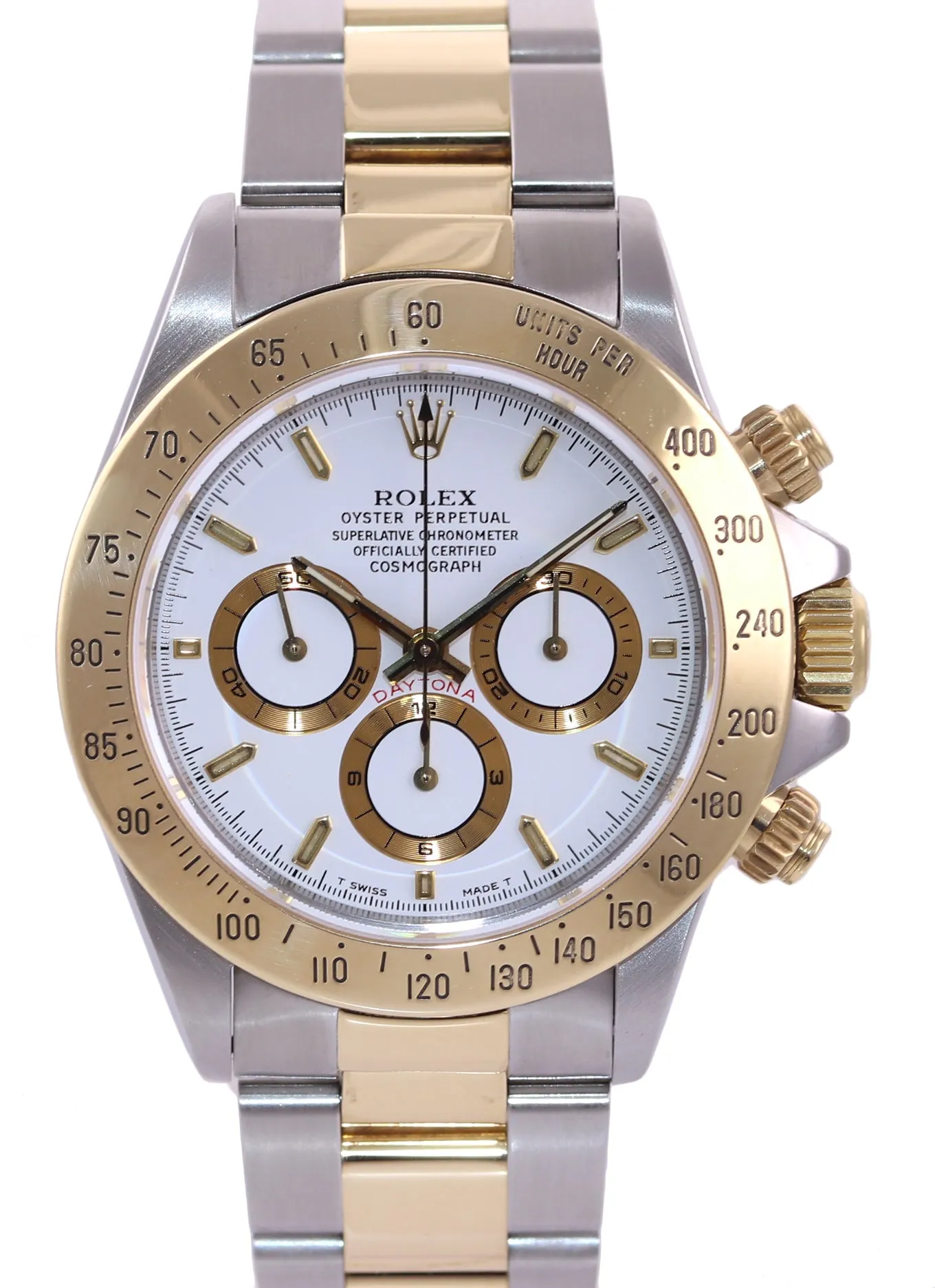 1995 Rolex Daytona 16523 Zenith White Chrono Two Tone Steel Yellow Gold Watch