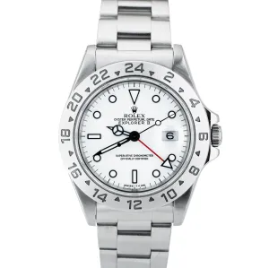 1995 Rolex Explorer II Polar White Stainless Automatic 40mm GMT 16570 Date Watch