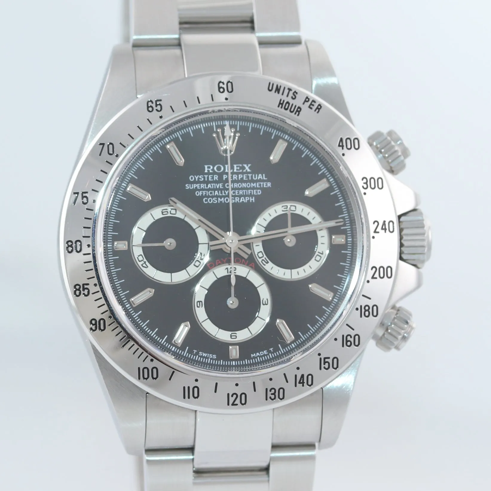 1998 UNPOLISHED PAPERS Rolex 16520 Zenith Daytona Black TRITIUM Dial Watch BOX