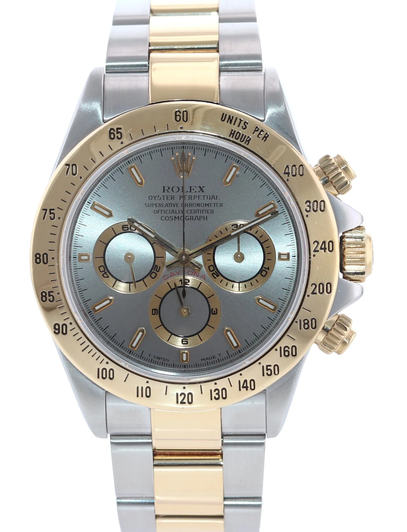 1999 Rolex Daytona 16523 Zenith Two Tone 18 Yellow Gold Slate Grey Dial Watch