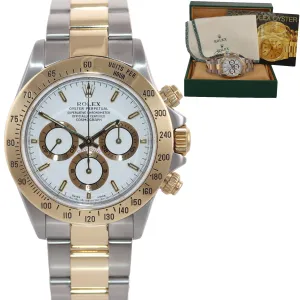 1999 Rolex Daytona 16523 Zenith White Chrono Two Tone Steel Yellow Gold Watch