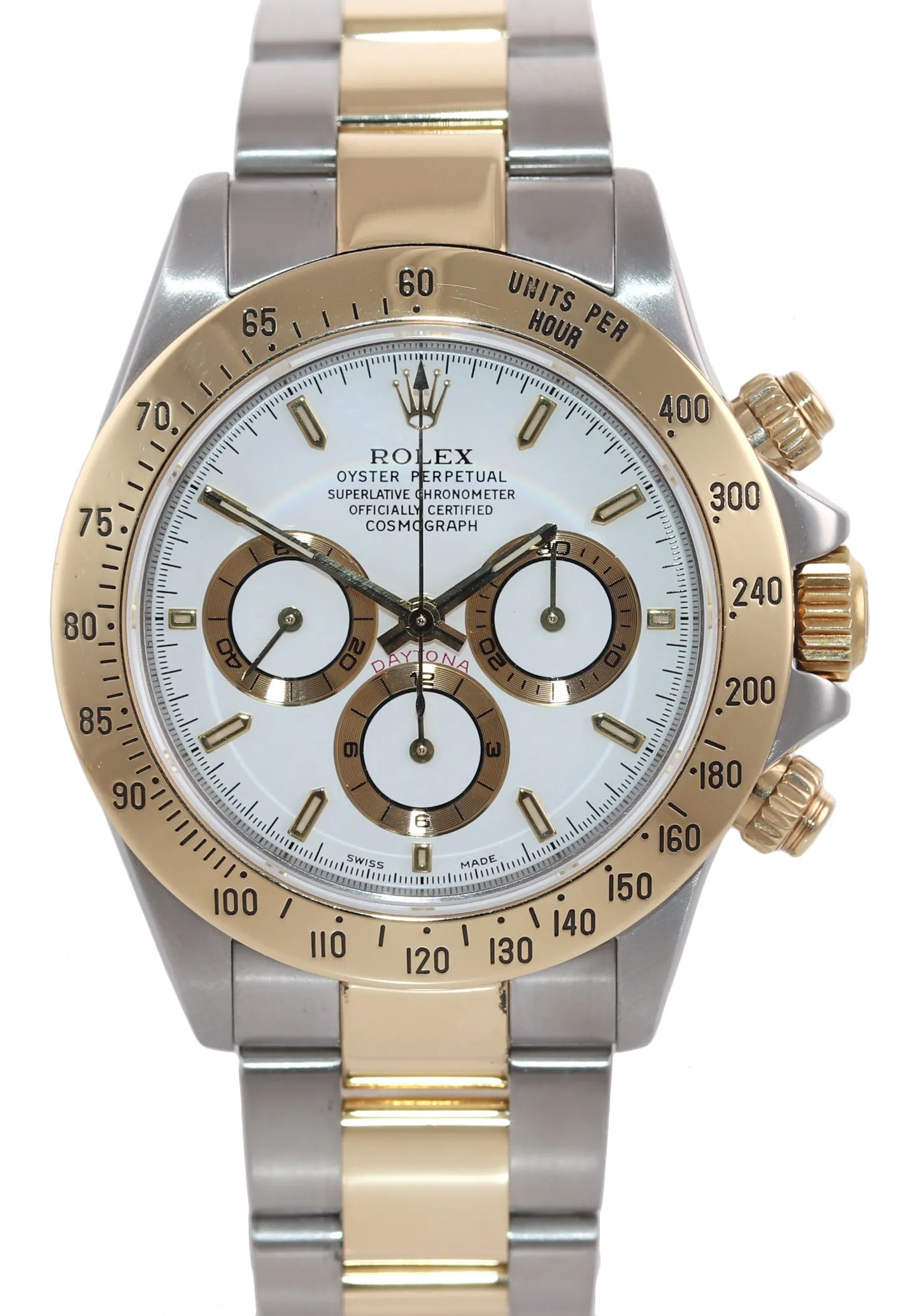 1999 Rolex Daytona 16523 Zenith White Chrono Two Tone Steel Yellow Gold Watch