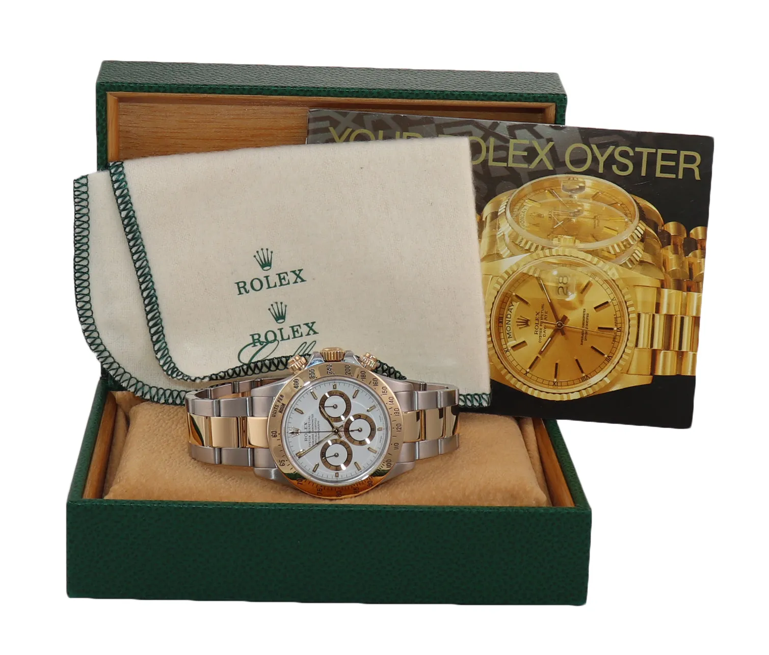 1999 Rolex Daytona 16523 Zenith White Chrono Two Tone Steel Yellow Gold Watch