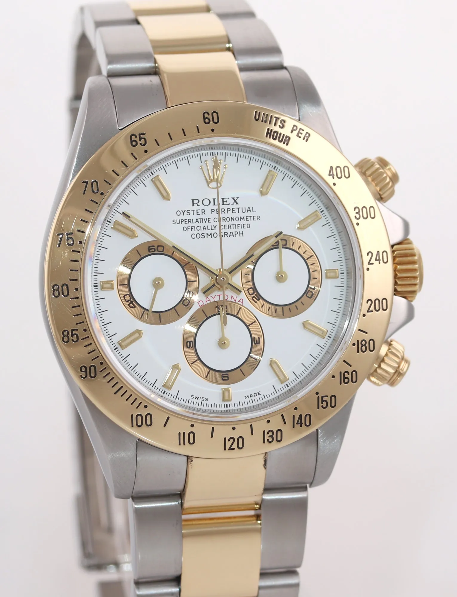 1999 Rolex Daytona 16523 Zenith White Chrono Two Tone Steel Yellow Gold Watch