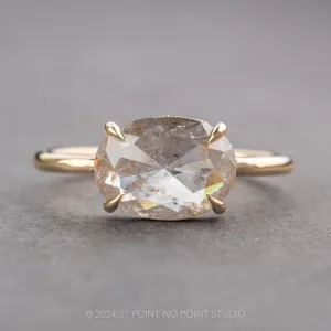 2 Carat Icy Salt and Pepper Oval Diamond Engagement Ring, Jade Setting, 14K Yellow Gold