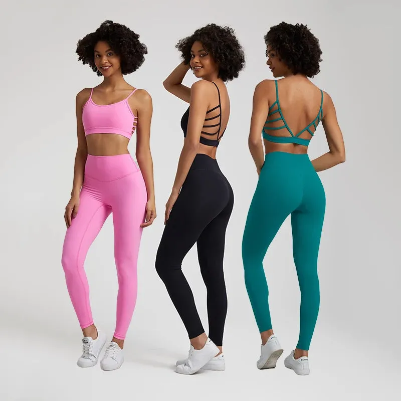 2-Piece Yoga Set for Women - Backless Sports Bra and High Waist Gym Leggings