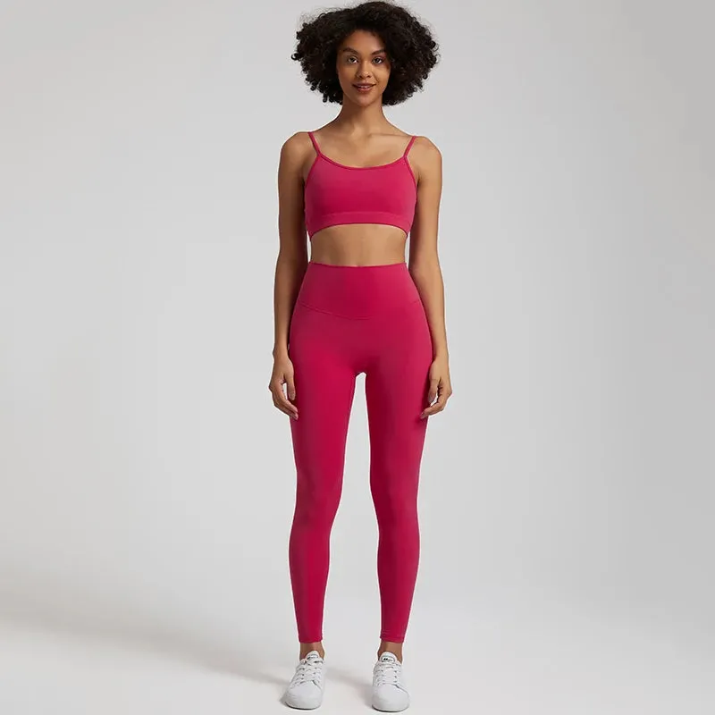 2-Piece Yoga Set for Women - Backless Sports Bra and High Waist Gym Leggings