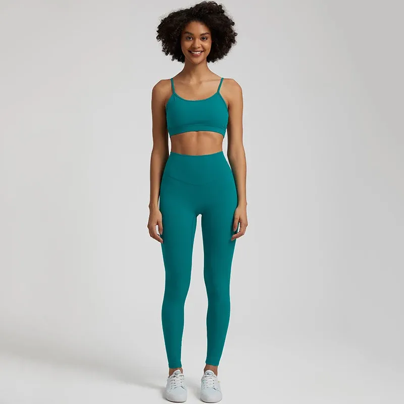 2-Piece Yoga Set for Women - Backless Sports Bra and High Waist Gym Leggings