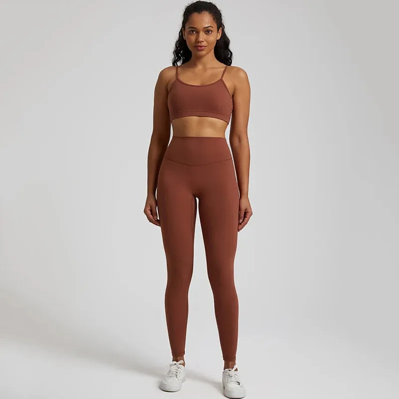 2-Piece Yoga Set for Women - Backless Sports Bra and High Waist Gym Leggings