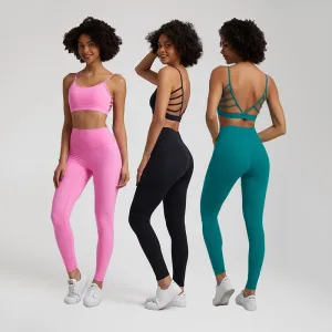 2-Piece Yoga Set for Women - Backless Sports Bra and High Waist Gym Leggings