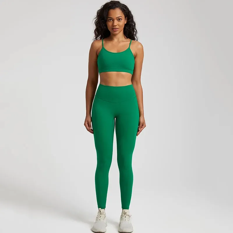 2-Piece Yoga Set for Women - Backless Sports Bra and High Waist Gym Leggings