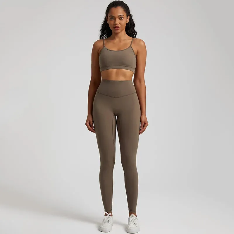 2-Piece Yoga Set for Women - Backless Sports Bra and High Waist Gym Leggings