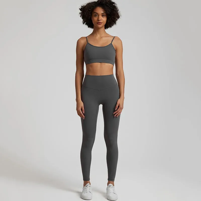 2-Piece Yoga Set for Women - Backless Sports Bra and High Waist Gym Leggings
