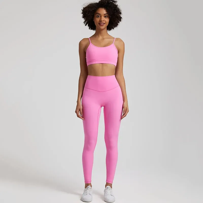 2-Piece Yoga Set for Women - Backless Sports Bra and High Waist Gym Leggings